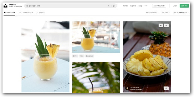 Скриншот из сервиса Unspash 